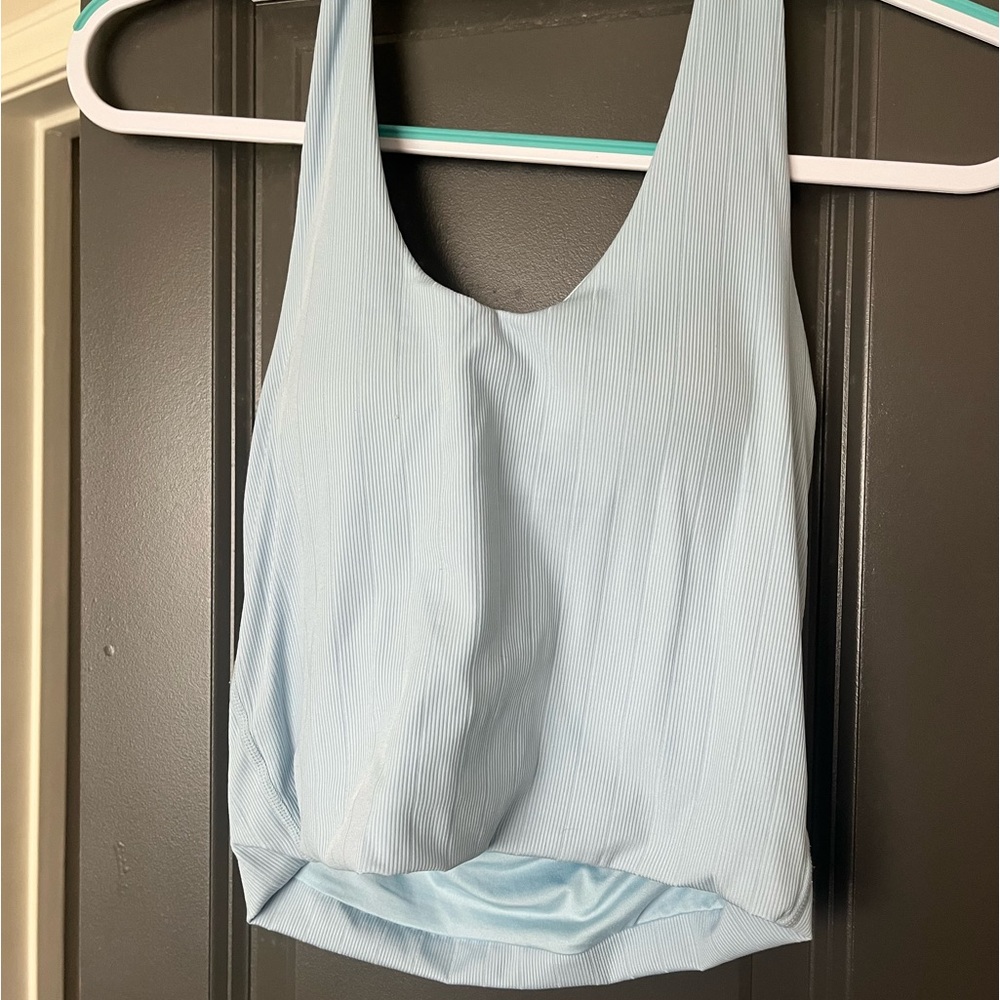 Buttery soft light blue halter Brami with built-in bra